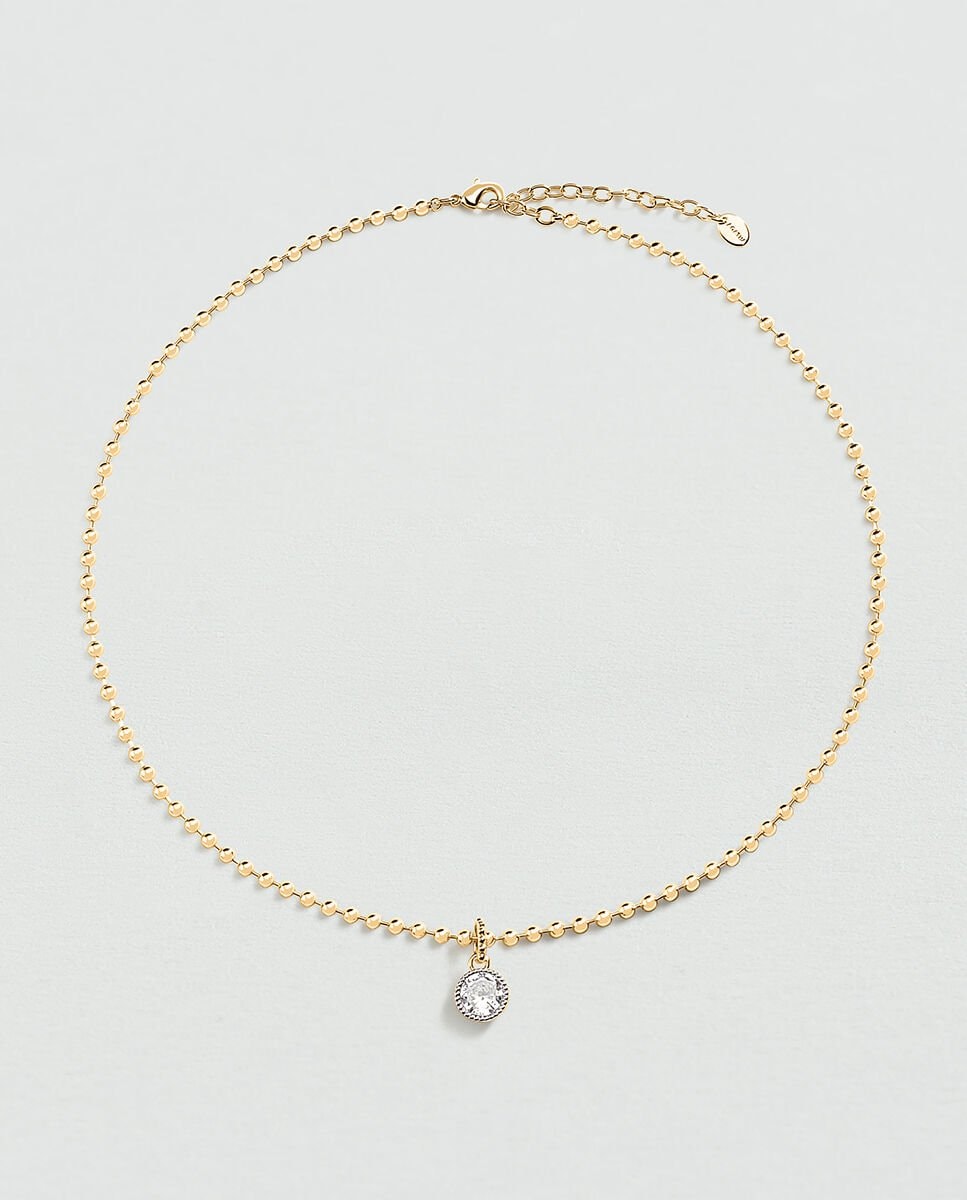 Collar corto Be de acero dorado con circonita XL Blanca-2