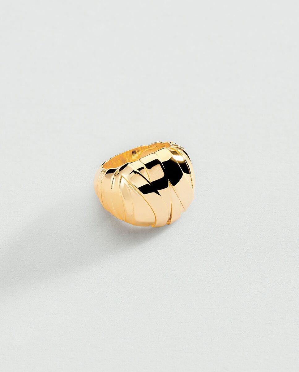 Anillo be dorado con textura y circonitas - Agatha Paris - Dorado Dorado-2