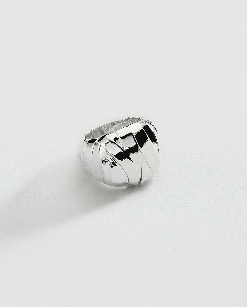 Anillo Be plateado con textura - Agatha Paris - Plateado Plateado-1