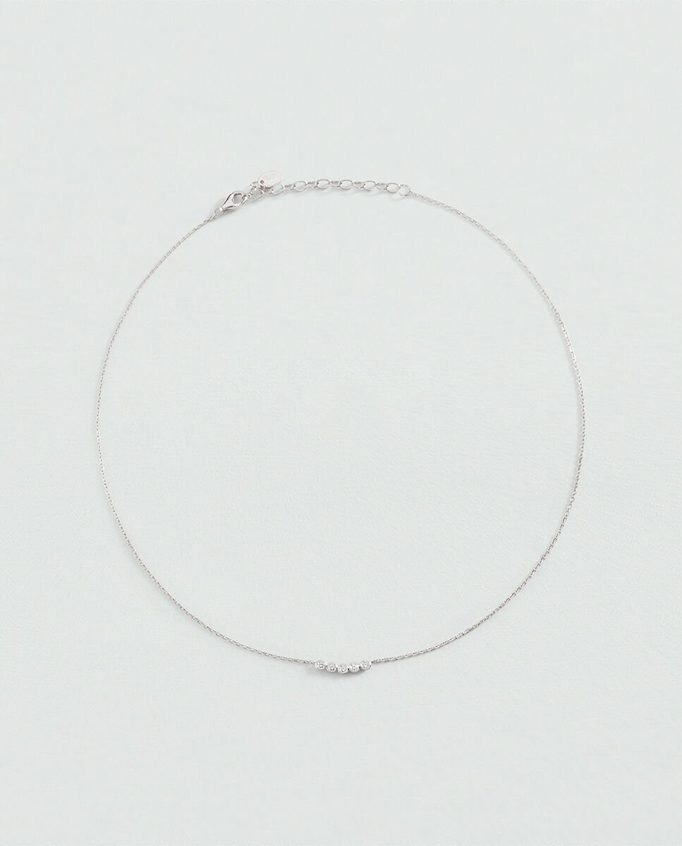 Collar Odeon corto de plata de ley con tira de circonitas redondas en color cristal