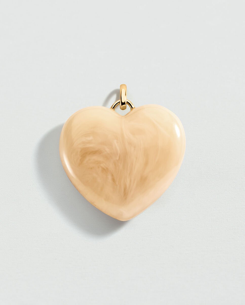 Imagen 0 de Colgante talismans de acetato en blanco roto con forma de corazón xl Marfil