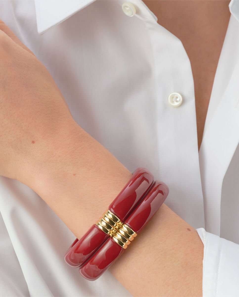 Pulsera royal rígida y articulada de acetato y acabada en oro