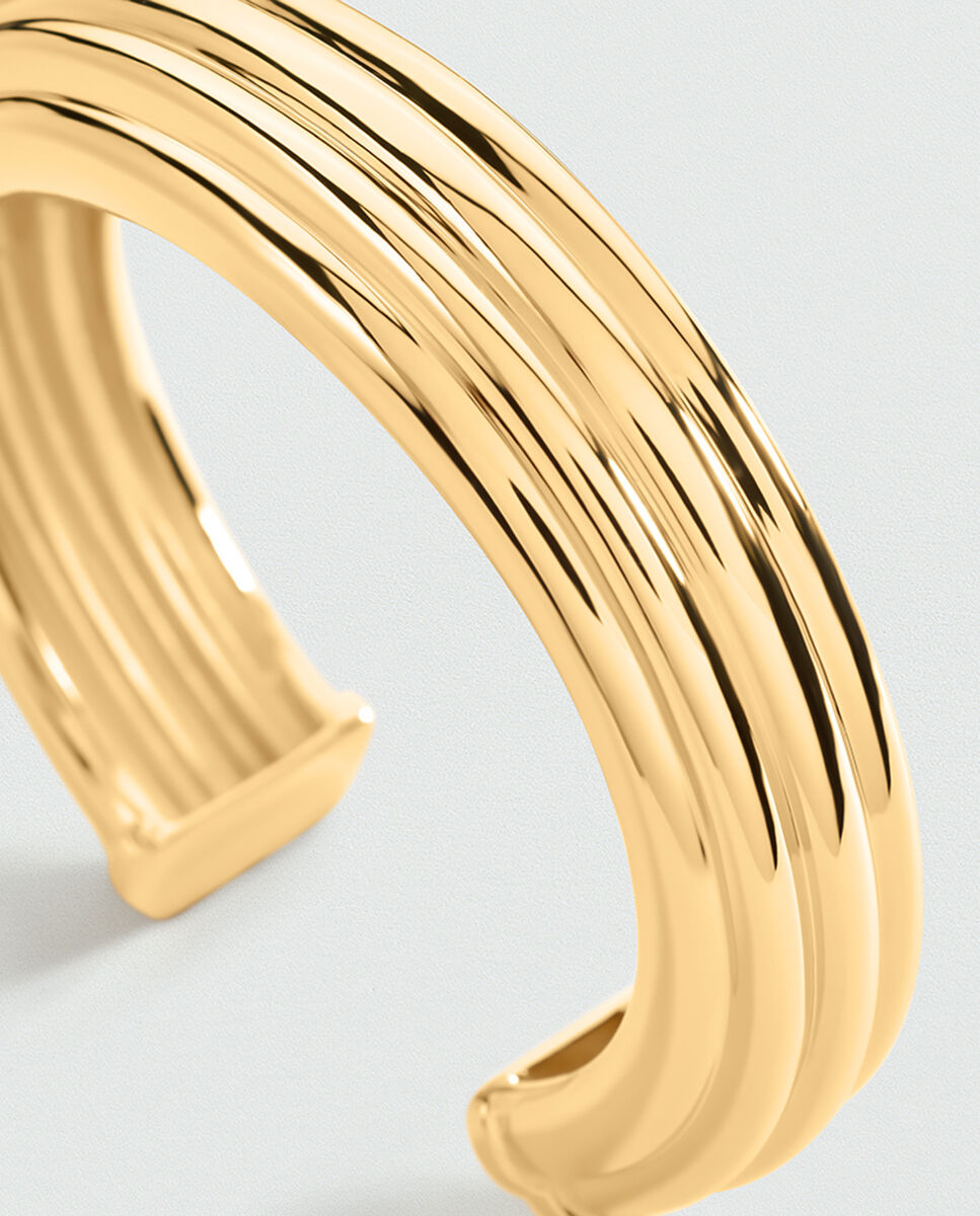 Pulsera rígida abierta madeleine con textura y acabada en oro Dorado-2
