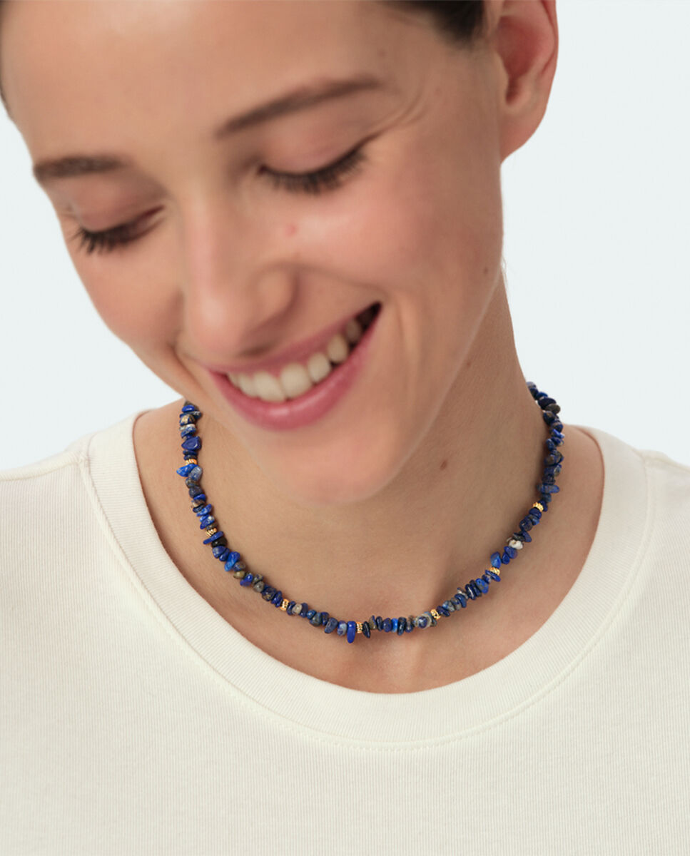 Collar corto cassis con piedras naturales, disponible en rojo y - Agatha Paris - Azul Azul-3