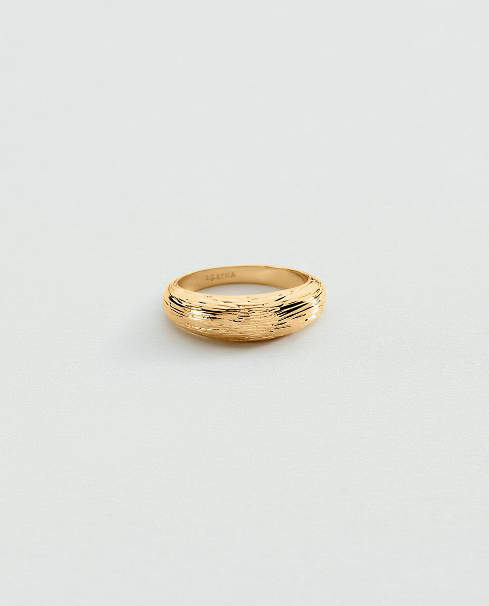 Imagen 0 de Anillo fino charlot dorado con textura Dorado