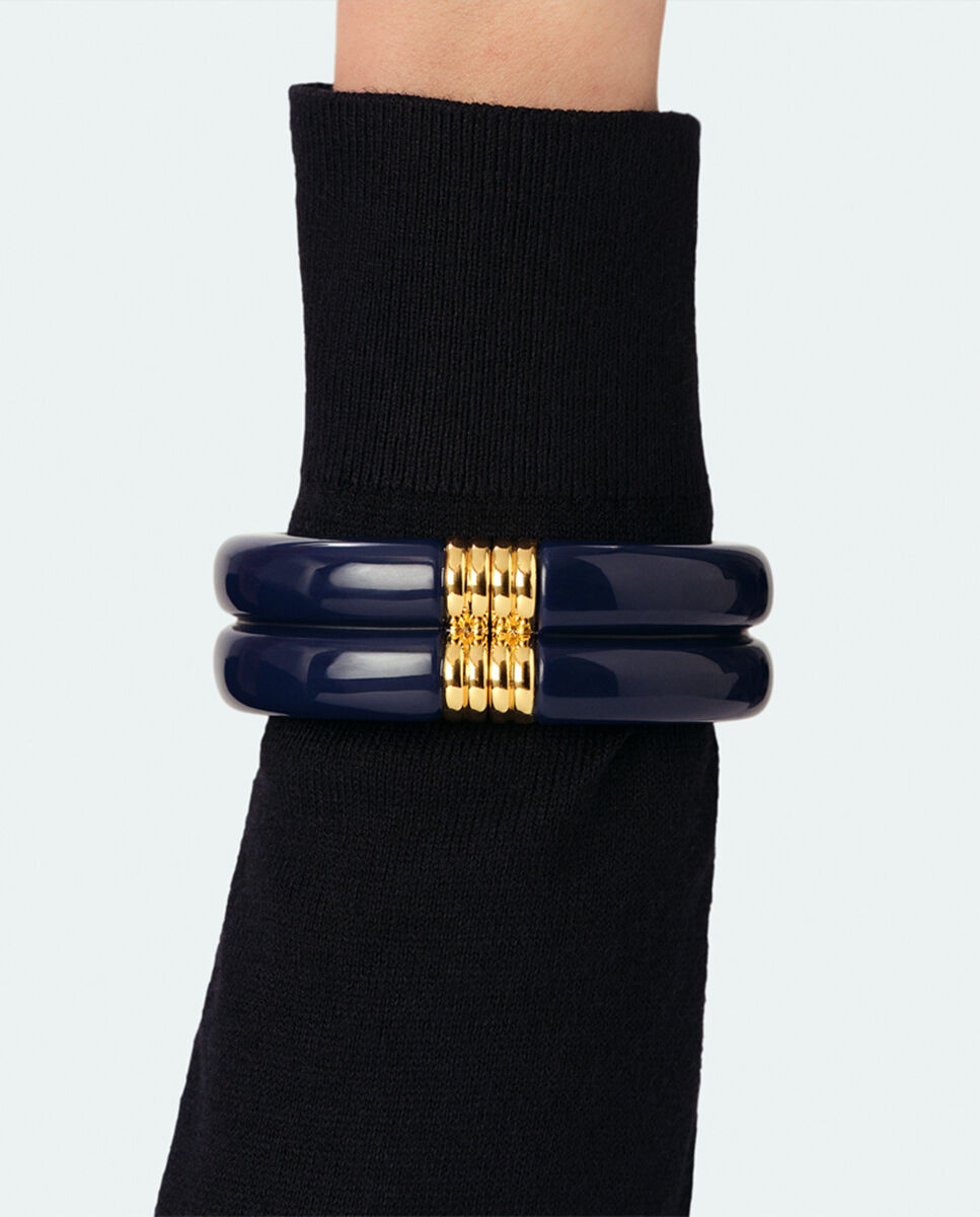 Pulsera royal rígida y articulada de acetato y acabada en oro - Agatha Paris - Azul Azul-3