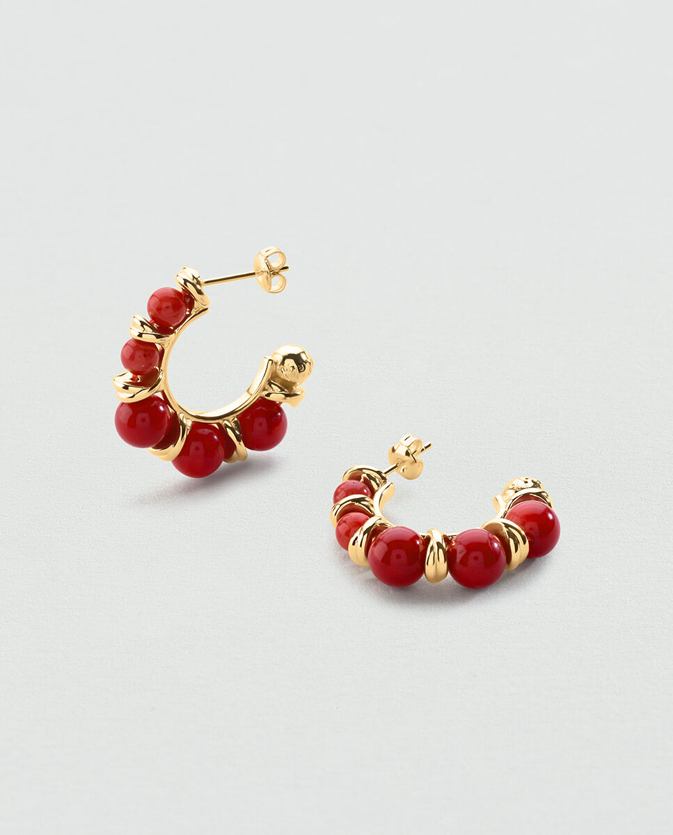 Imagen 0 de Criollas ramatuelle  acabadas en oro y con piedras naturales: tú decides si las quieres en color rojo, azul o beige