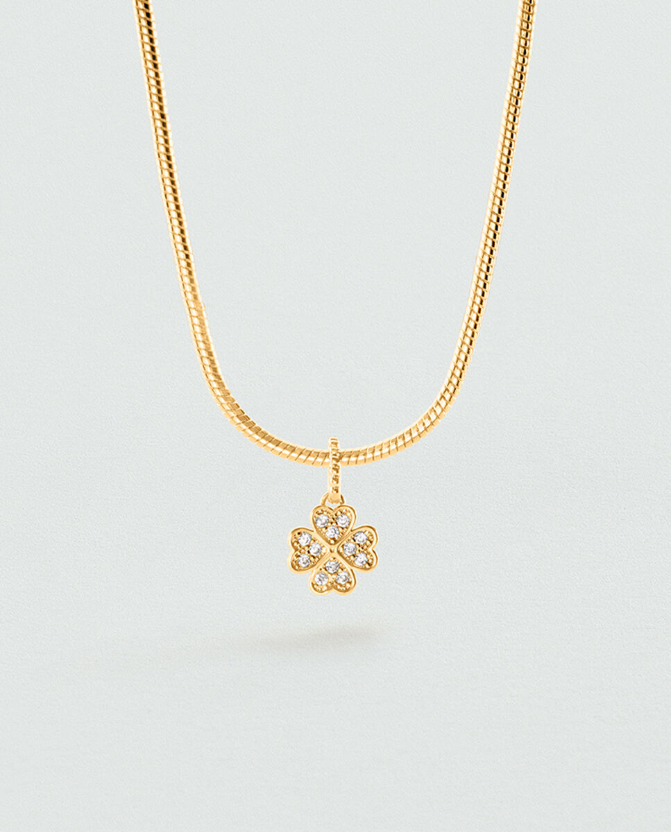 Colgante lucky acabado en oro con forma de trébol de circonitas - Agatha Paris - Blanco Blanco-2