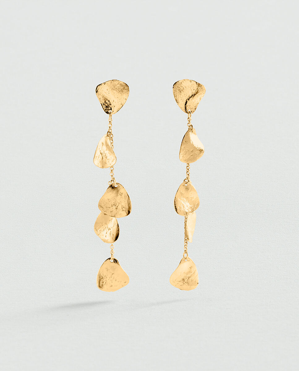 Pendientes largos Calma x María Pombo acabados en oro con colgantes en forma de pétalos - Agatha Paris - Dorado Dorado-2