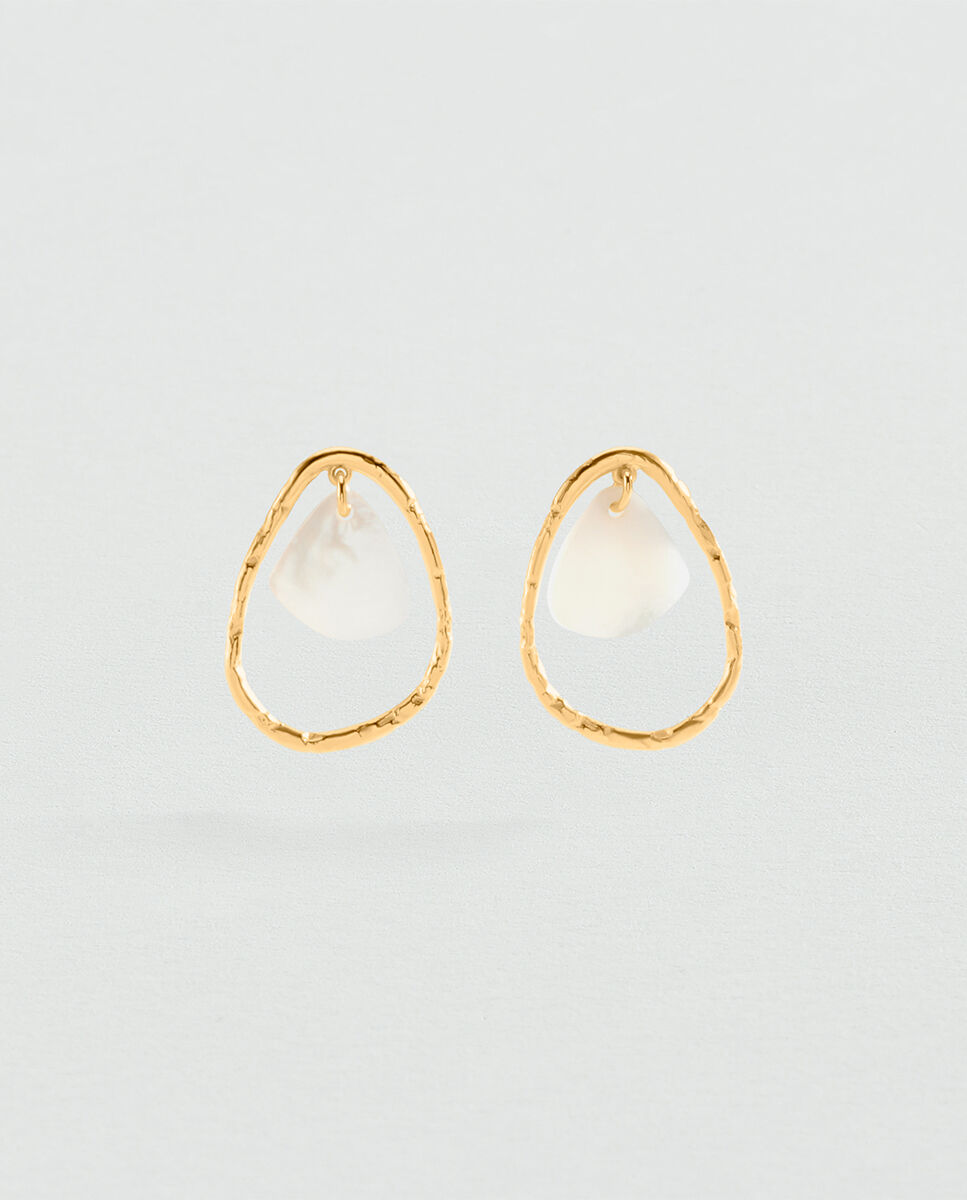 Imagen 2 de Pendientes largos Calma x María Pombo de forma orgánica, acabados en oro y nácar - Agatha Paris - Blanco Blanco
