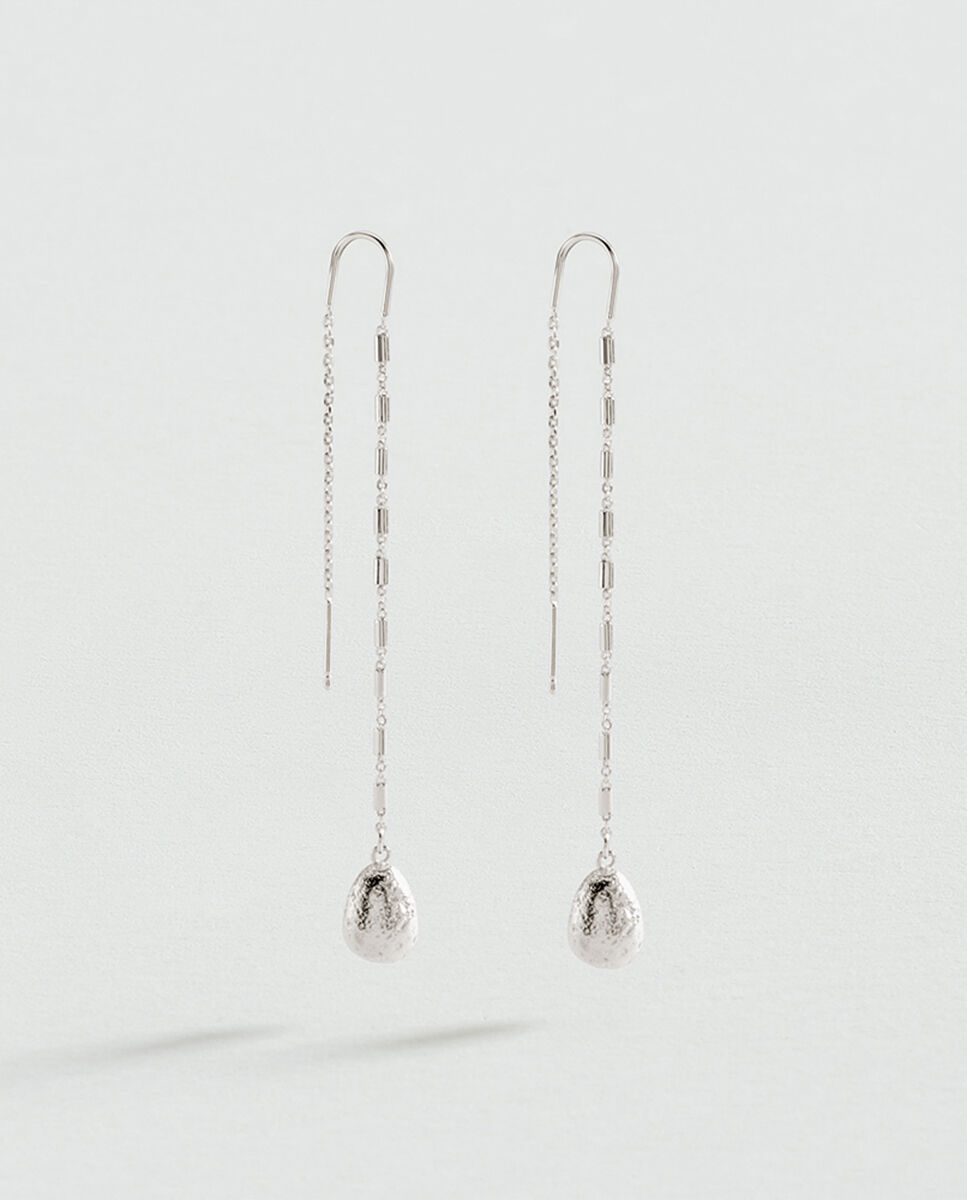 Imagen 2 de Pendientes largos Calma x María Pombo acabados en plata con colgante en forma de gota - Agatha Paris - Plateado Plateado