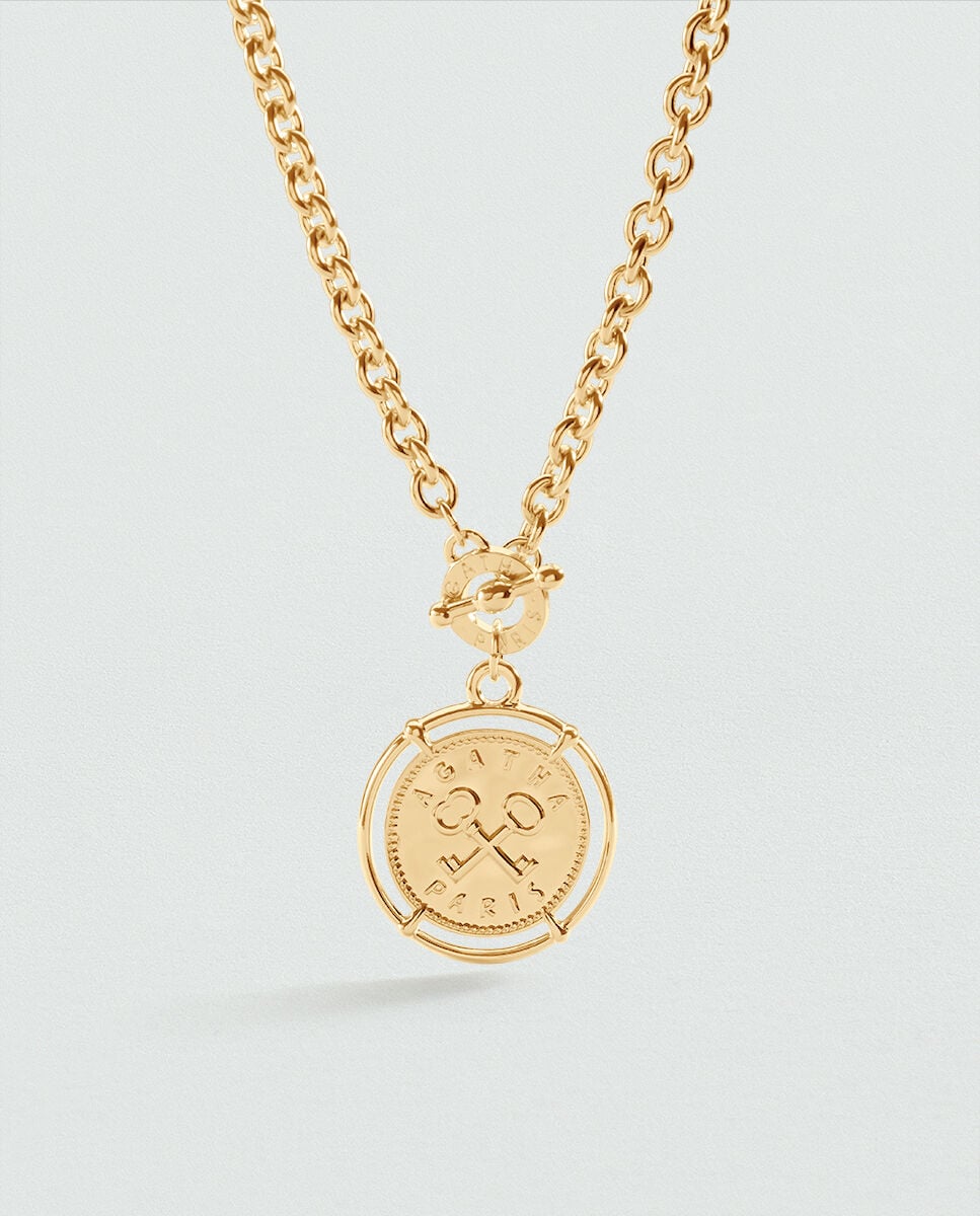 Imagen 0 de Collar largo st honore acabado en oro con medalla xl Dorado