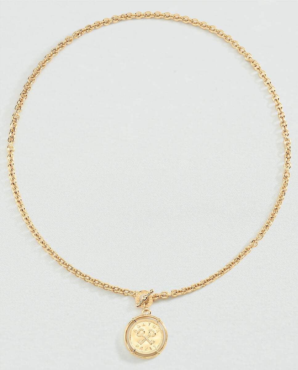 Collar largo st honore acabado en oro con medalla xl - Agatha Paris - Dorado Dorado-2
