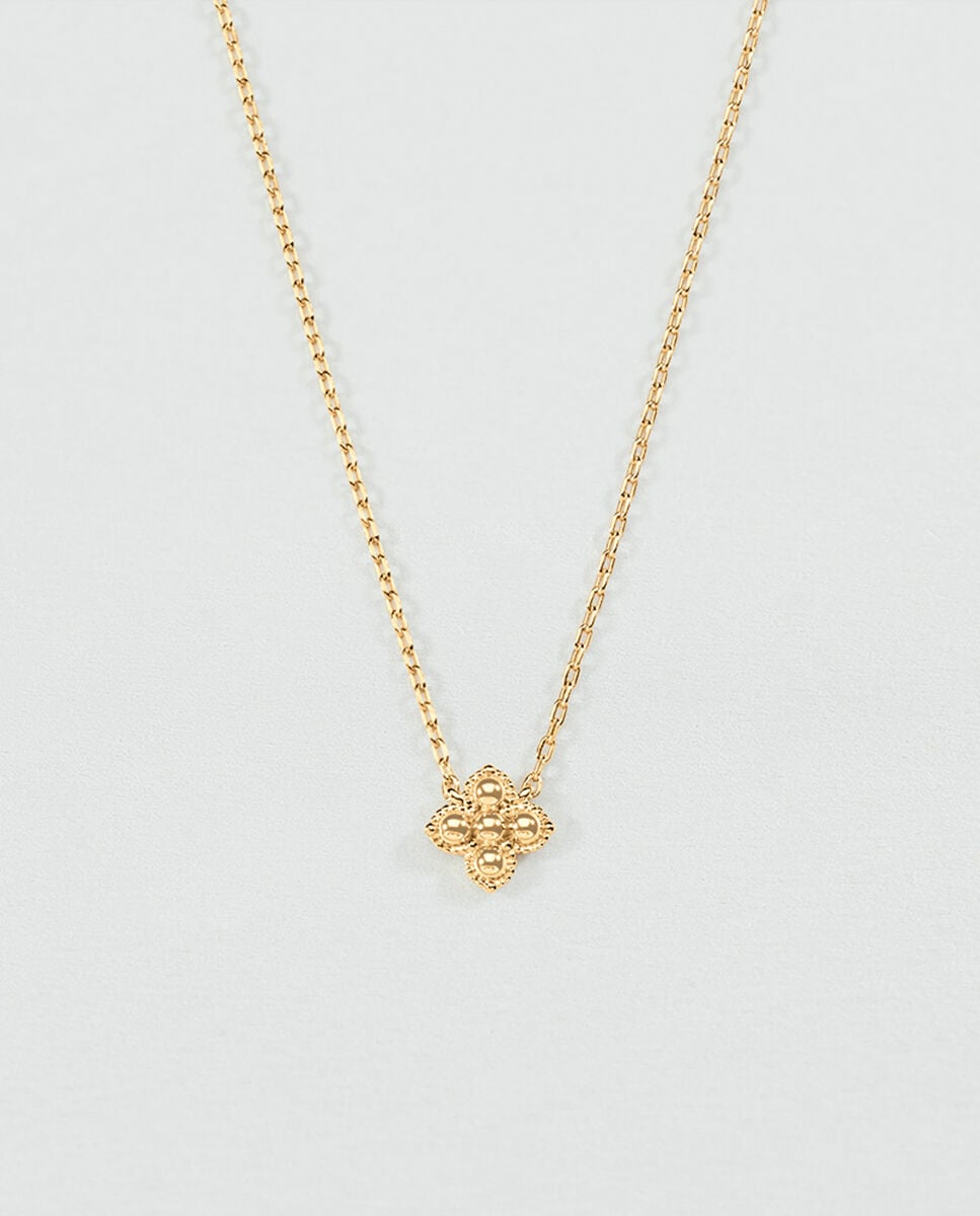 Imagen 0 de Collar corto beloved de plata de ley y baño de oro con un colgante en forma de flor Dorado