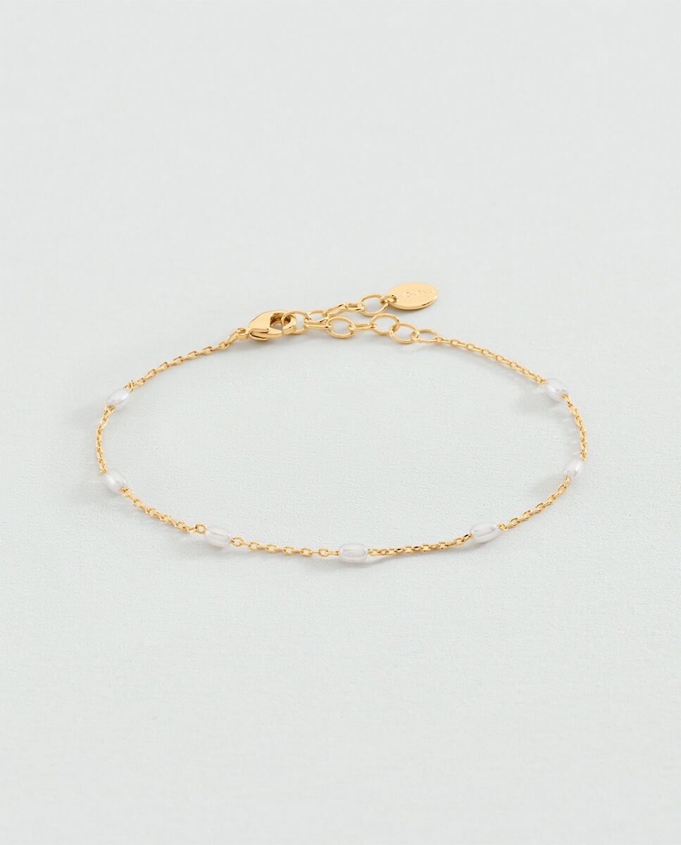 Imagen 0 de Pulsera de cadena jasmin acabada en oro con perlas de cristal Perla