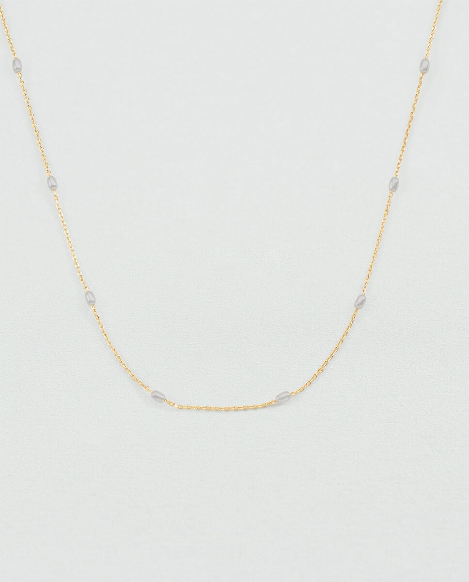 Imagen 0 de Collar corto jasmin acabado en oro con perlas de cristal Perla