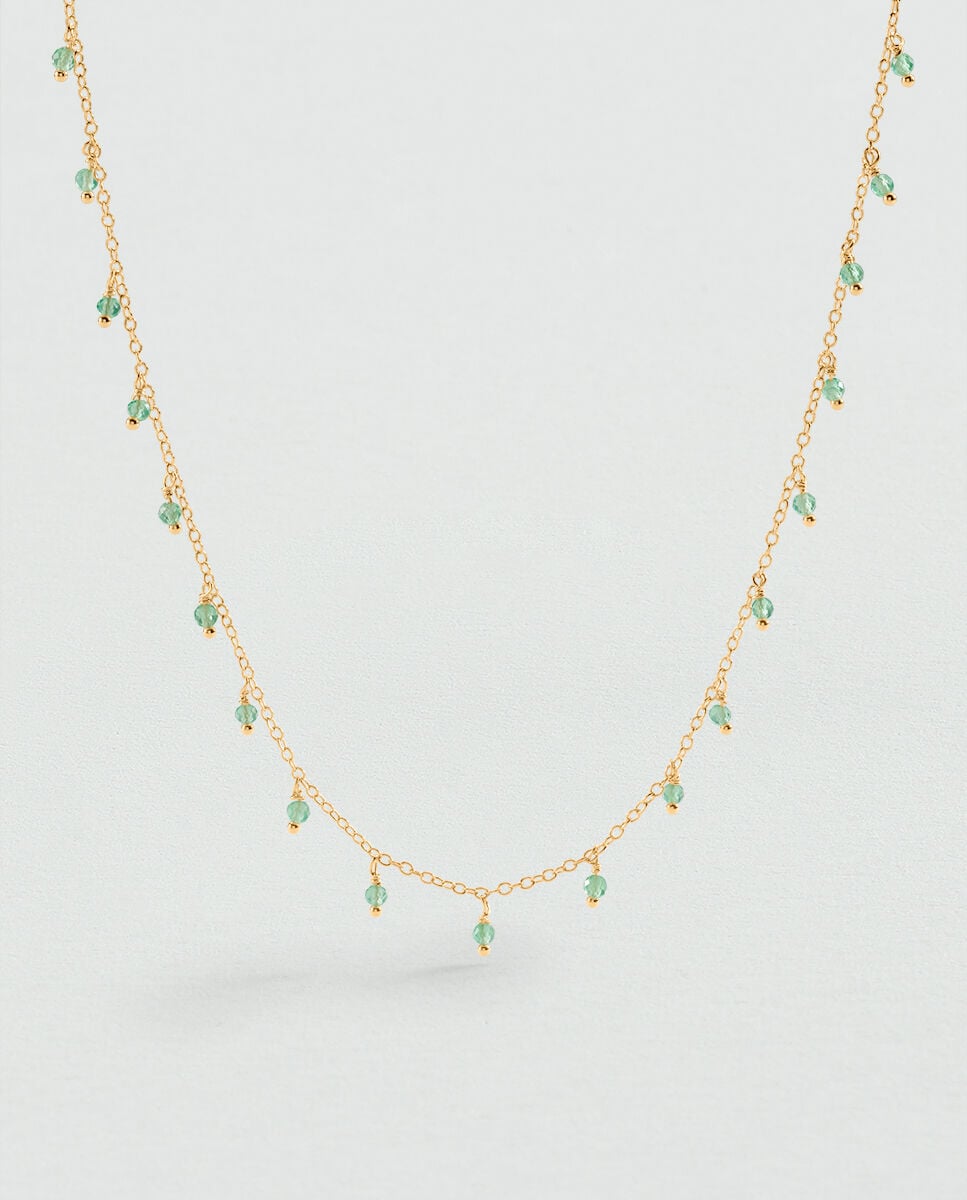 Imagen 0 de Collar corto alma de piedras naturales: perla, cuarzo verde, malaquita o granate Verde Agua