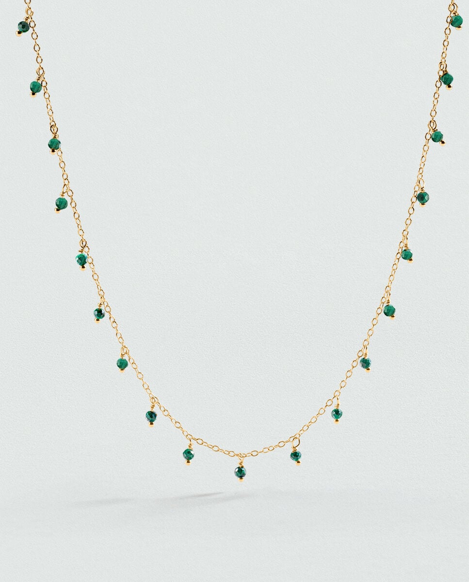 Imagen 0 de Collar corto alma de piedras naturales: perla, cuarzo verde, malaquita o granate Verde