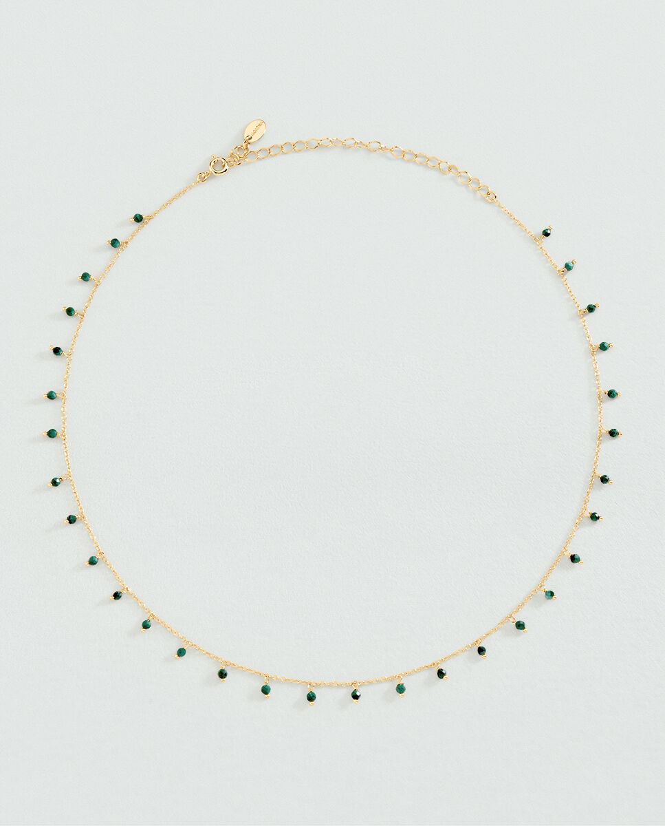 Collar corto alma de piedras naturales: perla, cuarzo , malaquita o granate - Agatha Paris - Verde Verde-2