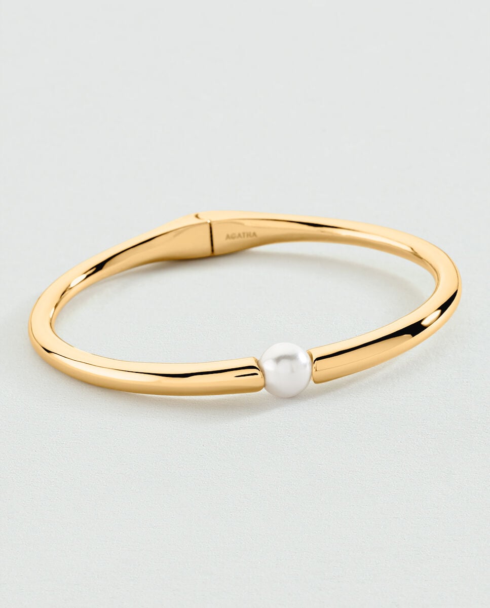 Imagen 0 de Pulsera rígida batignolles acabada en oro con perla en el centro Perla