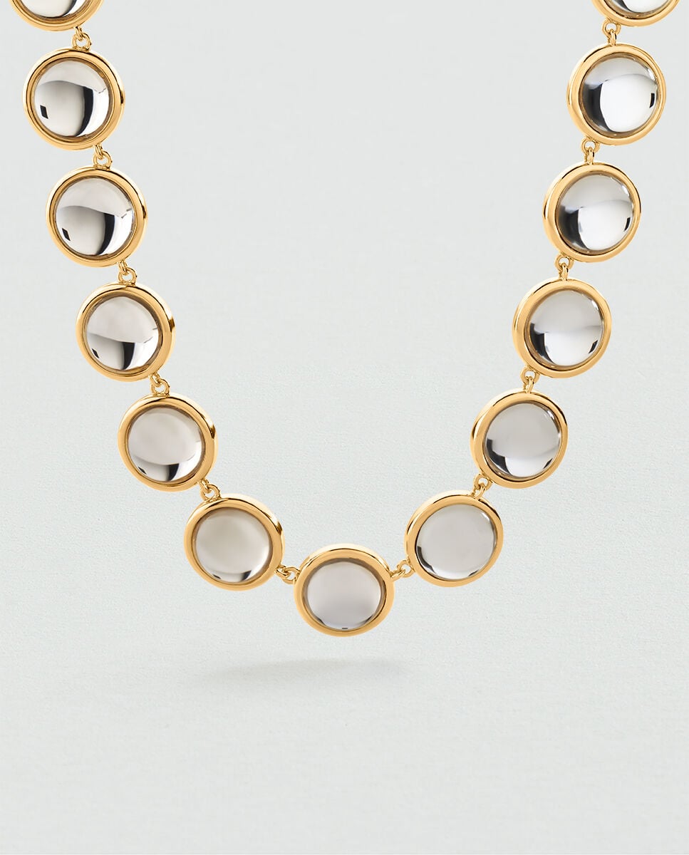 Imagen 0 de Collar corto batignolles acabado en oro con cristales efecto espejo Blanco