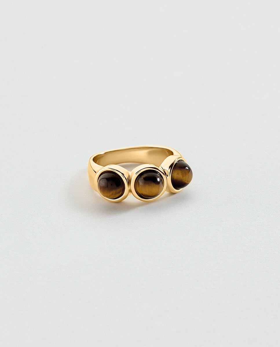 Anillo batignolles acabado en oro con piedras naturales en color - Agatha Paris - Marrón Marrón-2