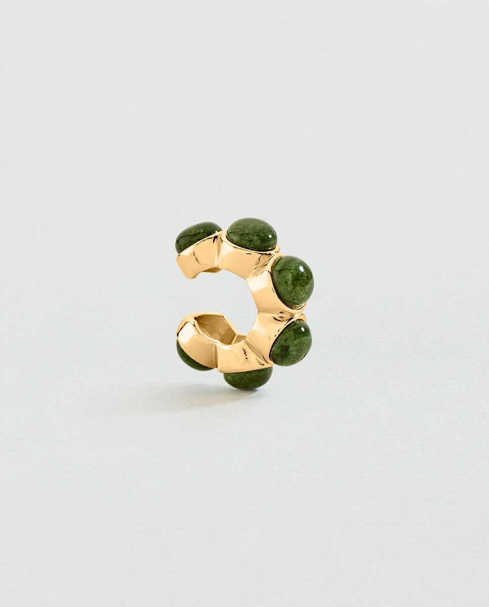 Imagen 1 de Pendiente individual batignolles acabado en oro con piedras naturales Verde