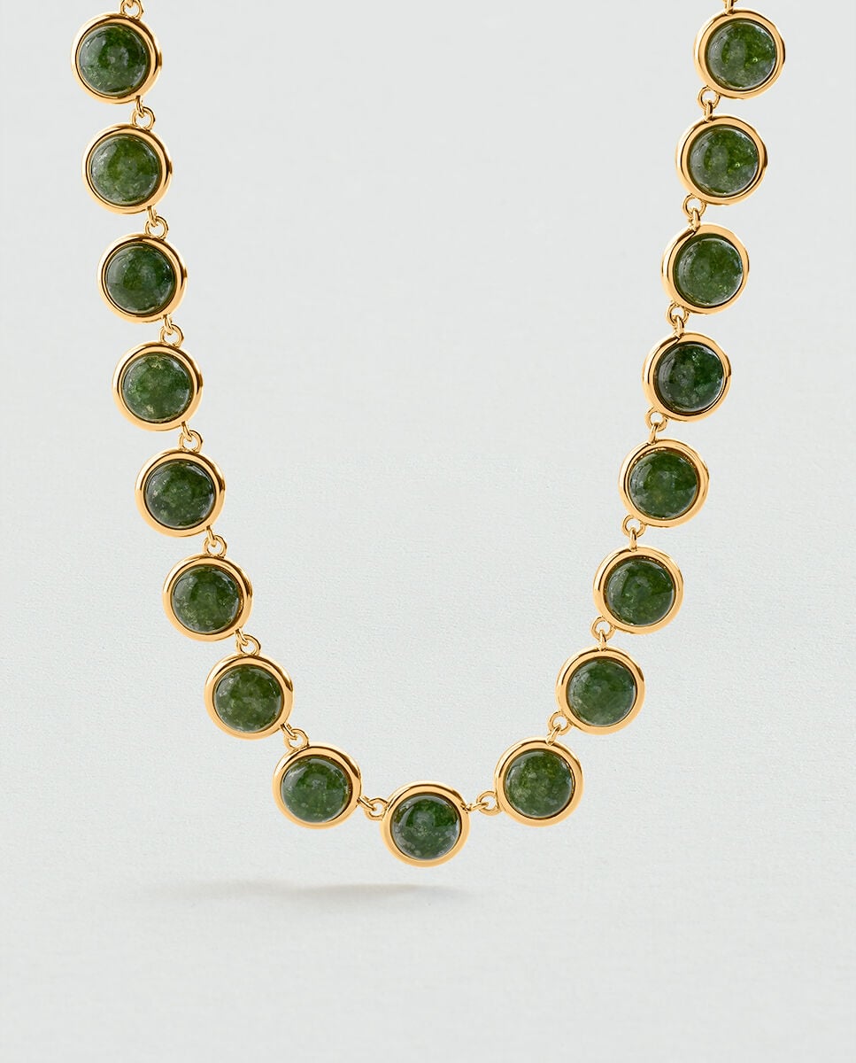 Imagen 0 de Collar corto batignollesacabado en oro con piedras naturales Verde
