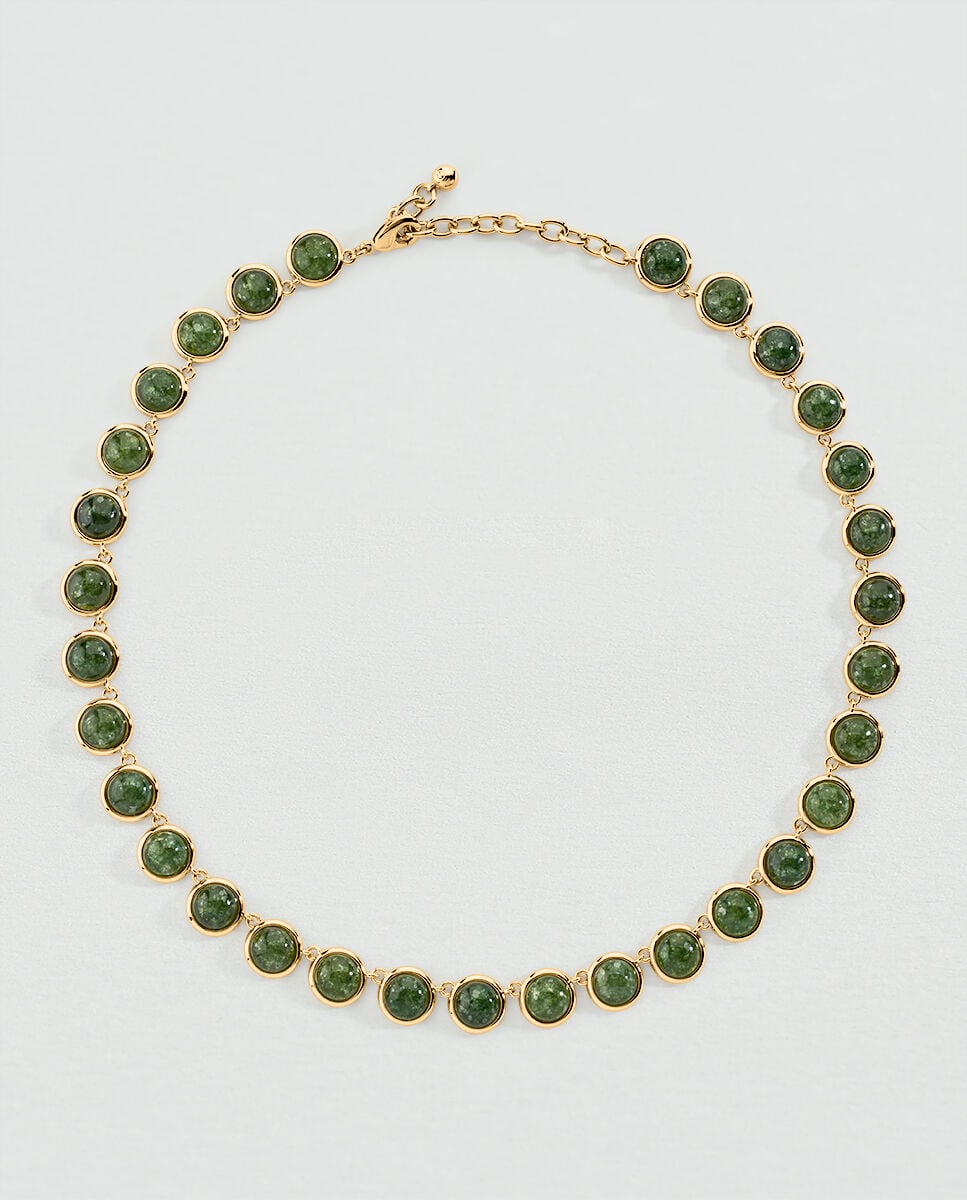 Collar corto batignollesacabado en oro con piedras naturales - Agatha Paris - Verde Verde-2