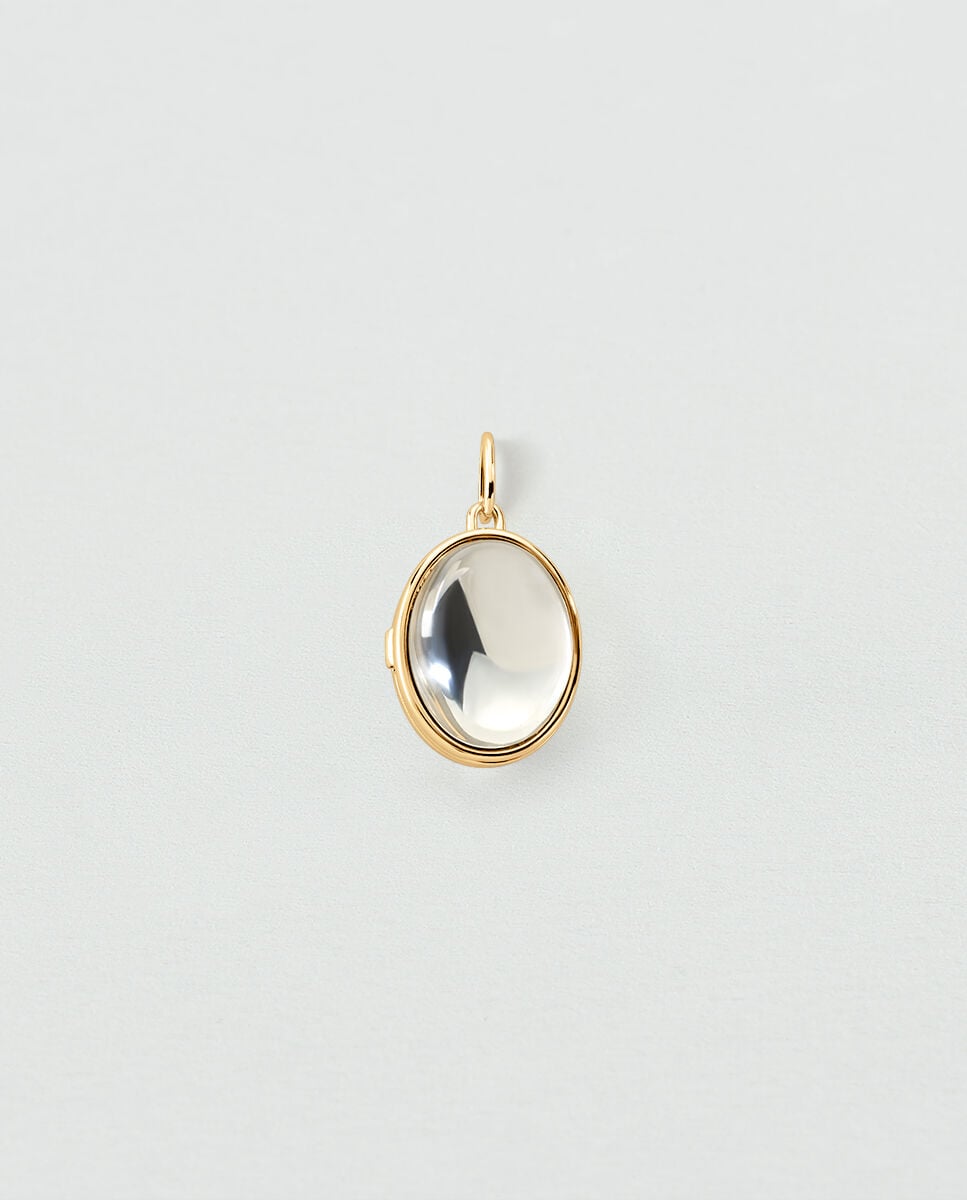 Colgante talismans acabado en oro y efecto espejo que se puede abrir - Agatha Paris - Blanco Blanco-1