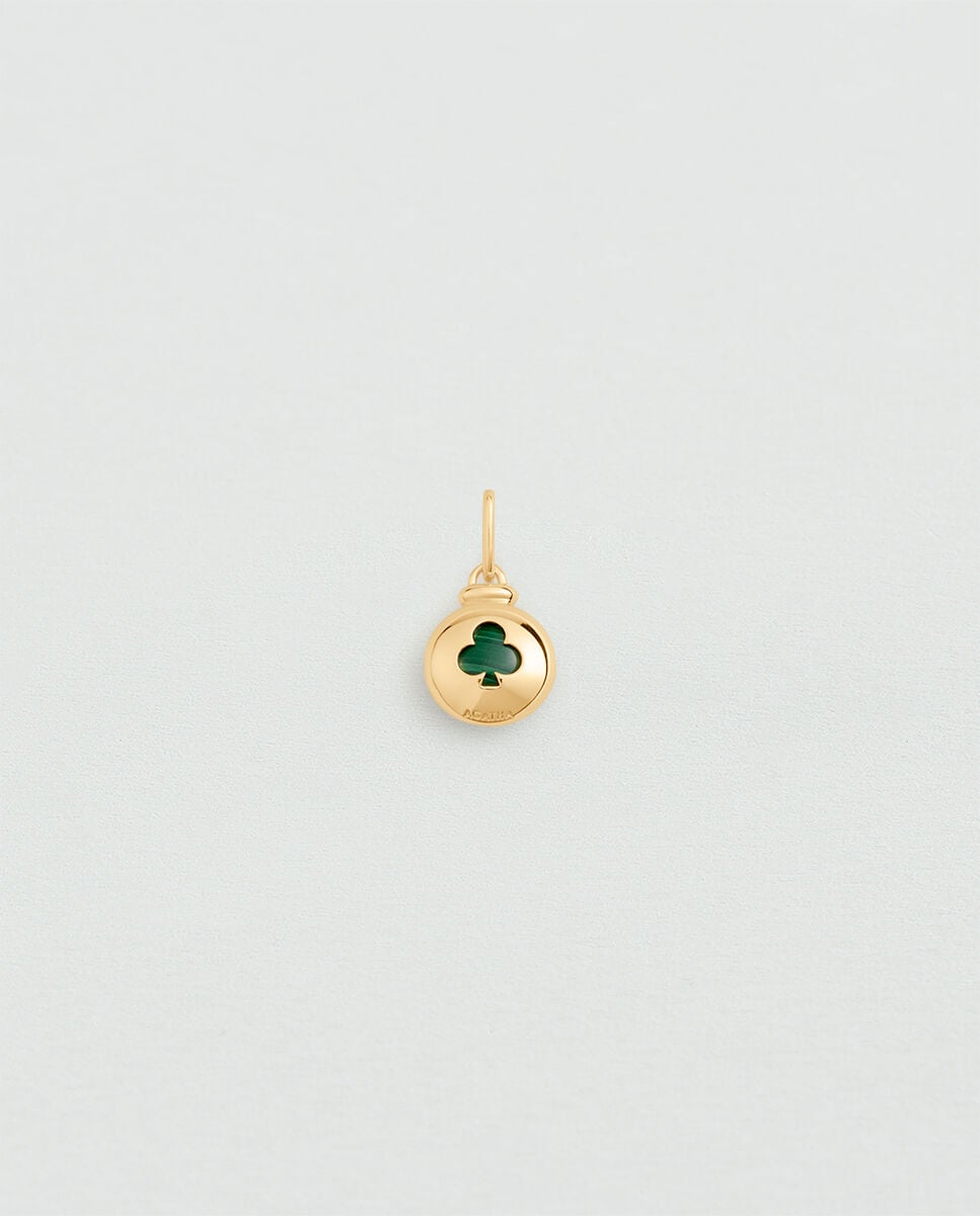 Imagen 0 de Colgante reversible talismans acabado en oro con piedra natural y forma de trébol Verde