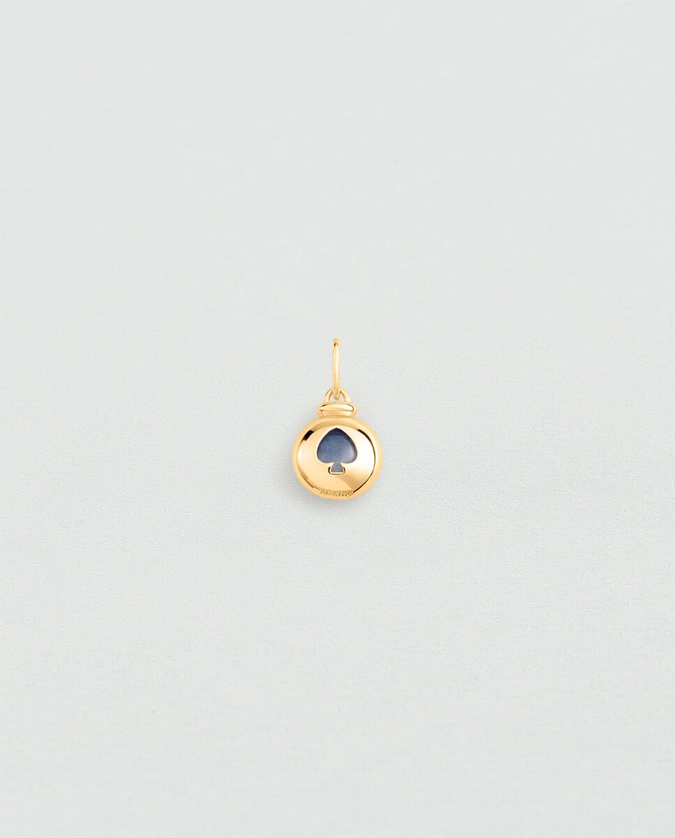 Imagen 0 de Colgante reversible talismans acabado en oro con piedra natural y forma de picas Azul
