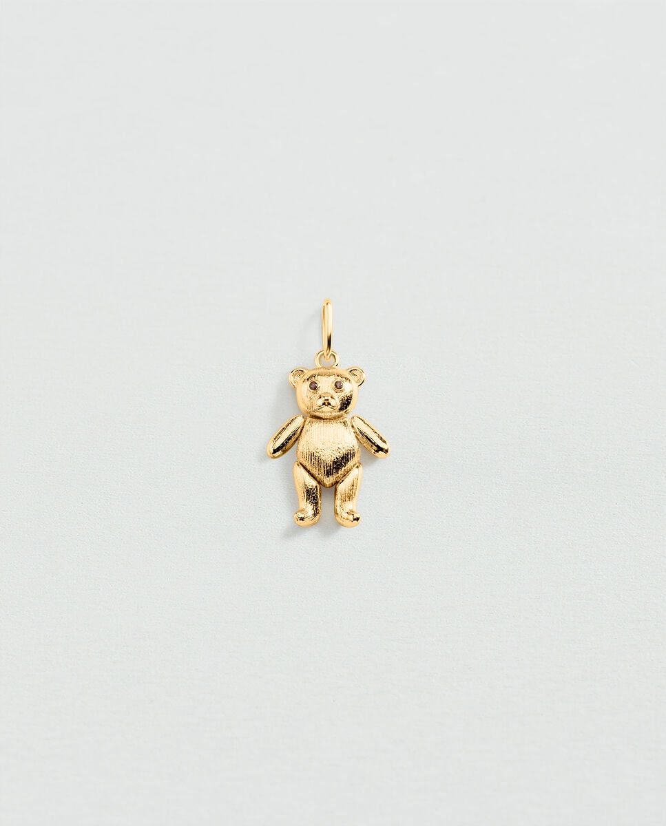 Colgante talismans acabado en oro en forma de osito articulado con circonitas - Agatha Paris - Marrón Marrón-1