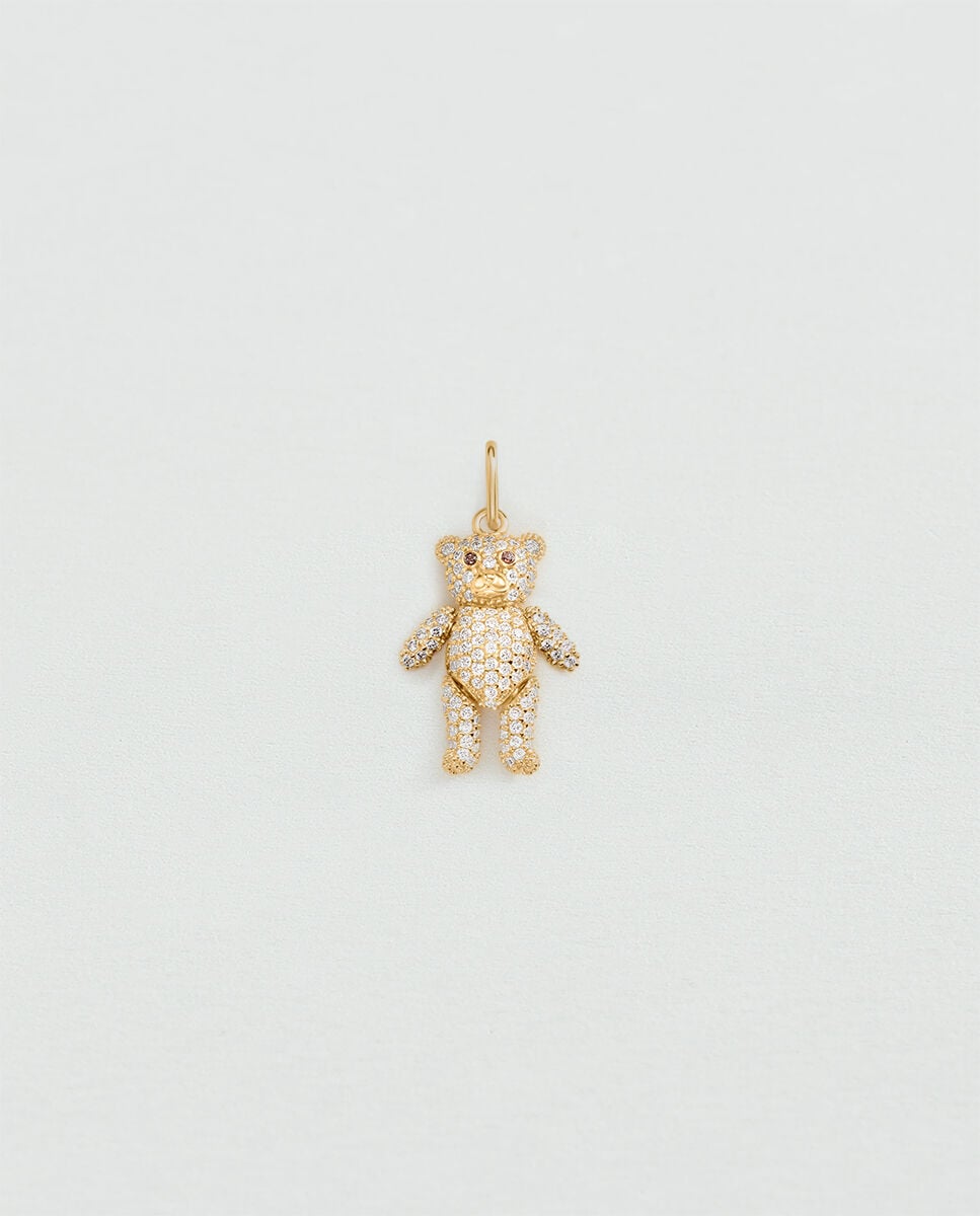 Imagen 0 de Colgante talismans acabado en oro en forma de osito articulado con circonitas Blanco