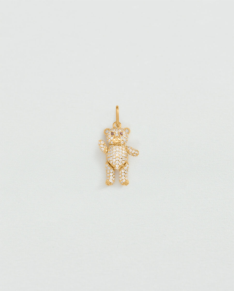 Colgante talismans acabado en oro en forma de osito articulado con circonitas - Agatha Paris - Blanco Blanco-2