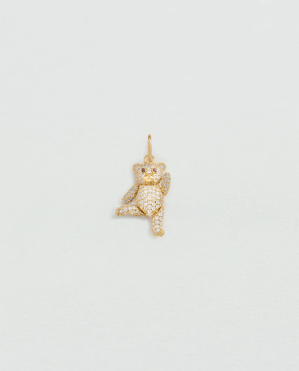 Colgante talismans acabado en oro en forma de osito articulado con circonitas - Agatha Paris - Blanco Blanco-3