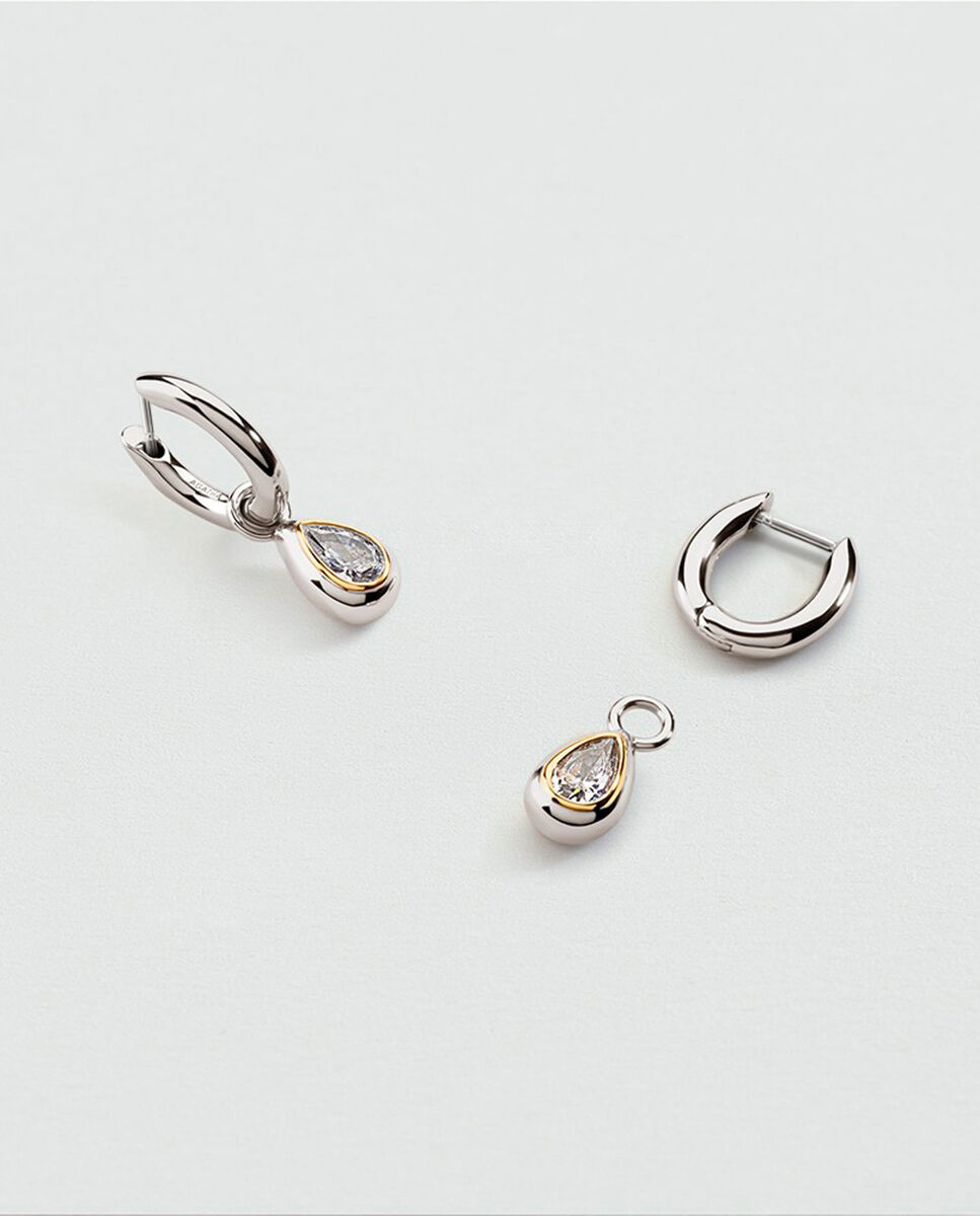 Imagen 2 de Criollas victoire acabadas en oro con colgante en forma de gota con circonita - Agatha Paris - Plateado Plateado