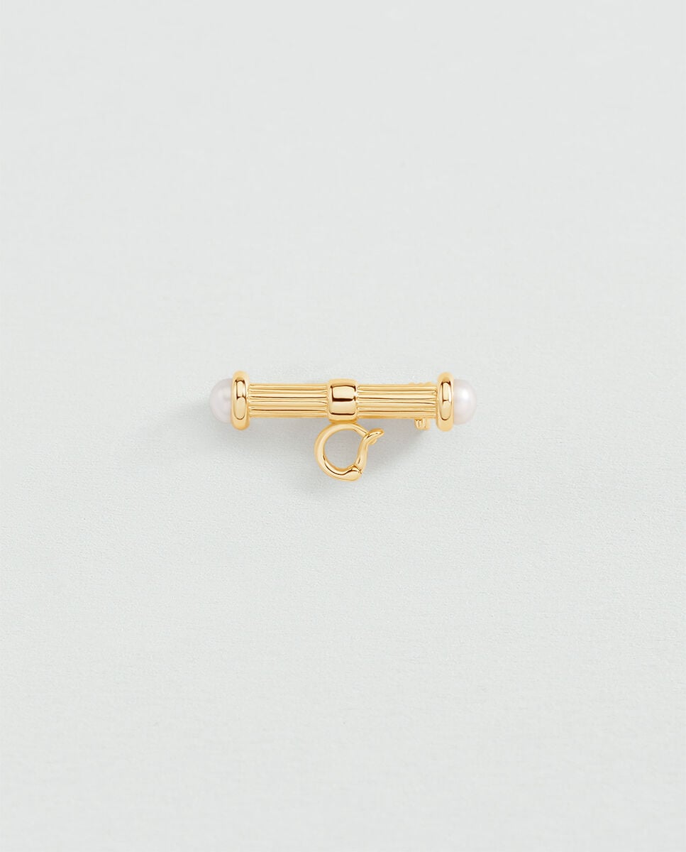 Imagen 0 de Broche talismans acabado en oro con forma de barrita Perla