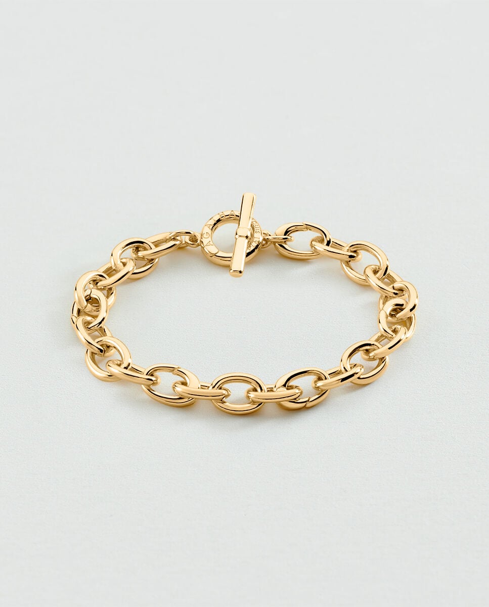Imagen 0 de Pulsera de eslabones talismans acabada en oro articulada tipo malla Dorado
