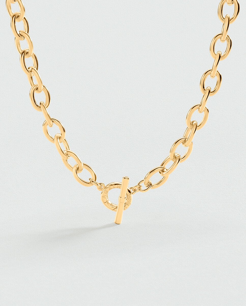 Imagen 0 de Collar corto talismans acabado en oro articulado tipo malla Dorado