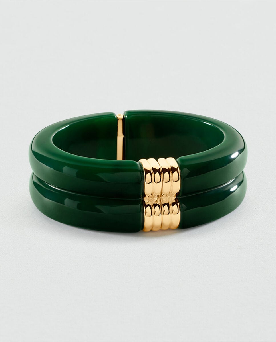 Pulsera royal rígida y articulada de acetato y acabada en oro - Agatha Paris - Verde Verde-1