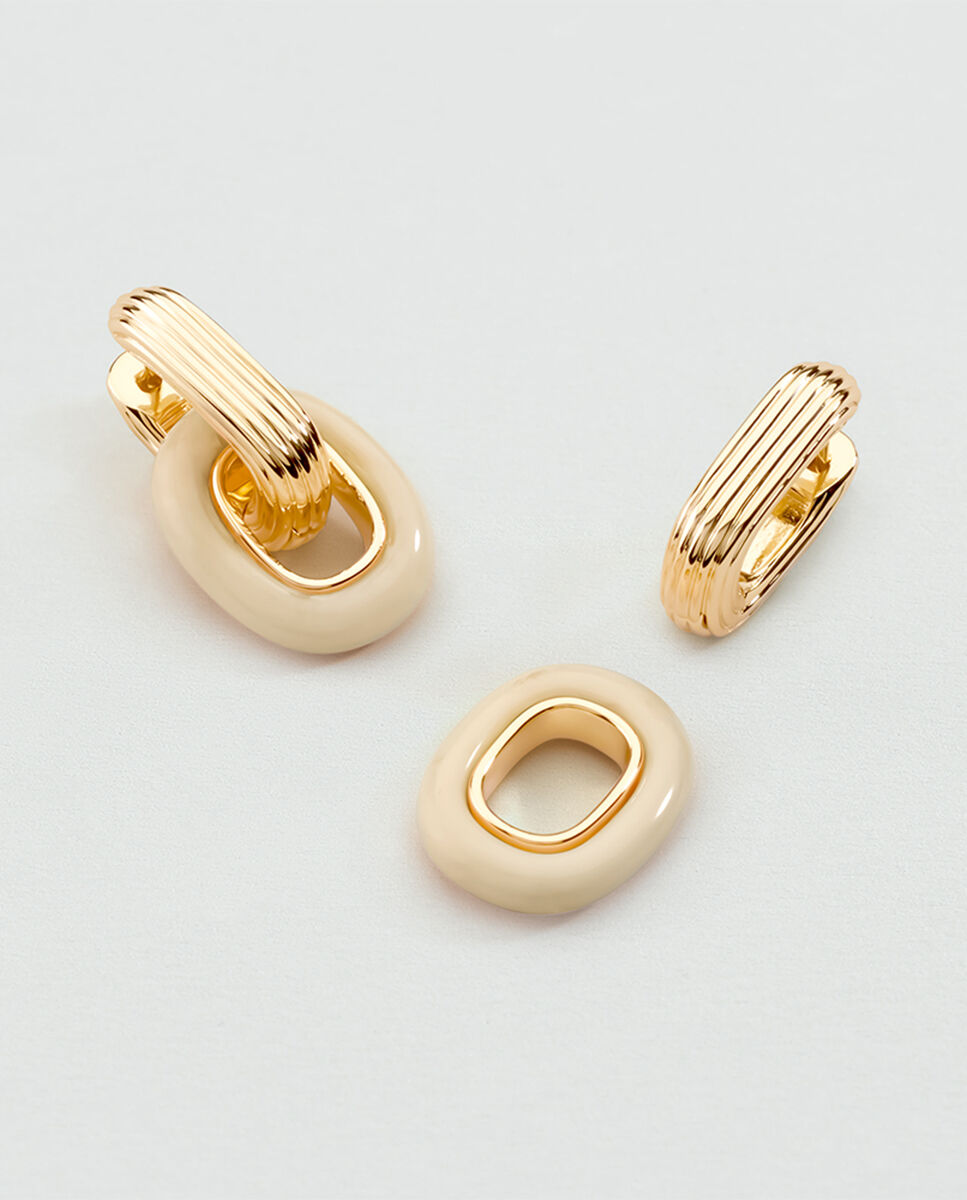 Pendientes 2 en 1 royal acabados en oro con esmalte - Agatha Paris - Marfil Marfil-2