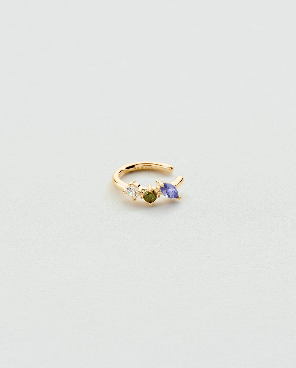 Imagen 0 de Falso piercing mix&match de plata de ley y baño de oro con circonitas Multicolor