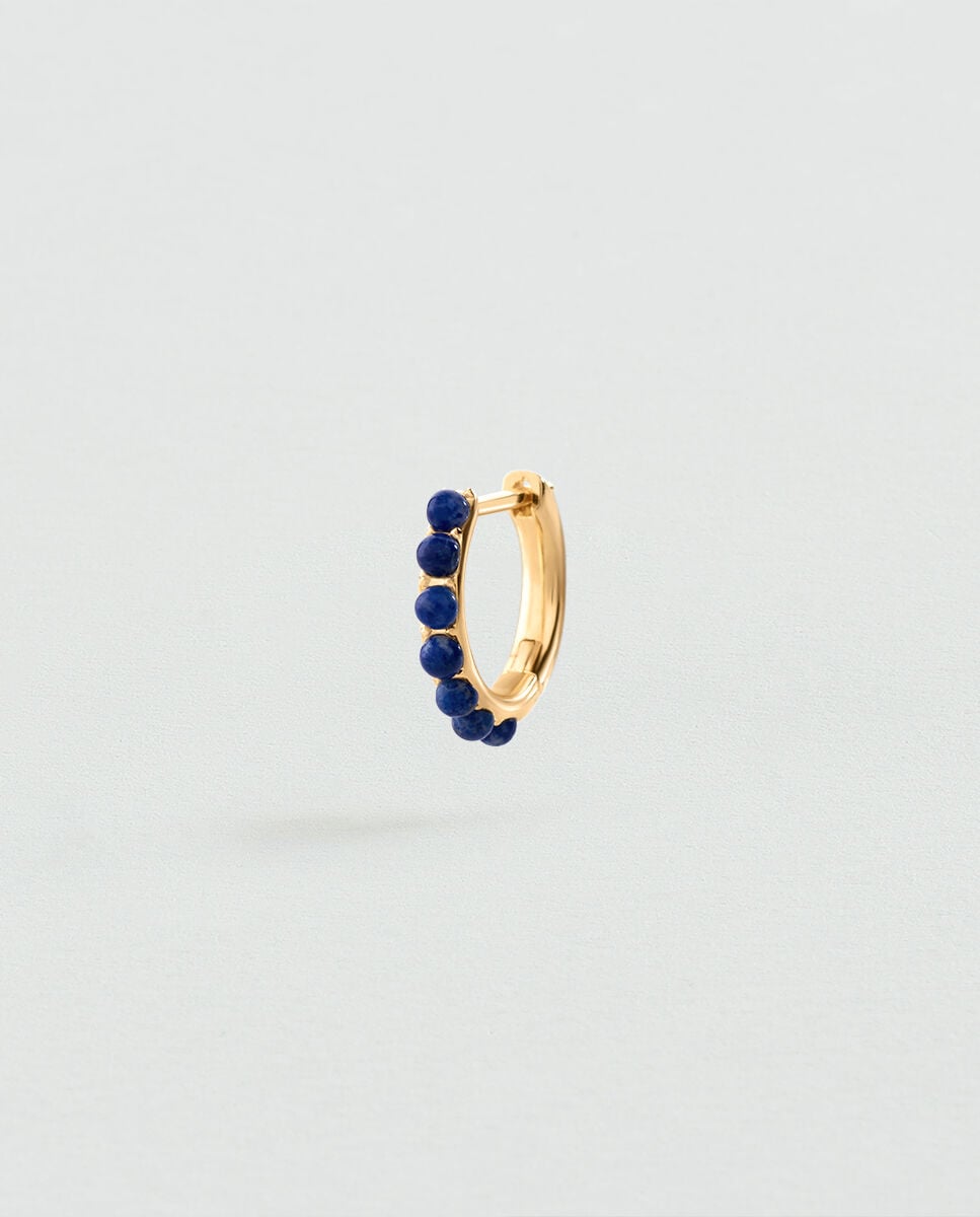 Imagen 0 de Pendiente individual criolla mix&match de plata de ley y baño de oro con piedras naturales Azul