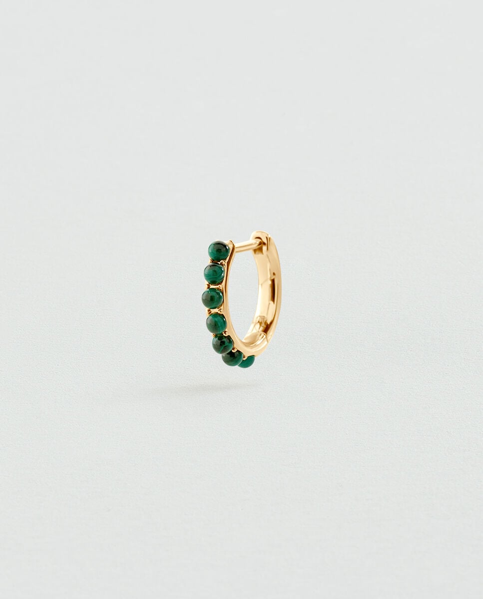 Imagen 0 de Pendiente individual mix&match de plata de ley y baño de oro con piedras naturales Verde