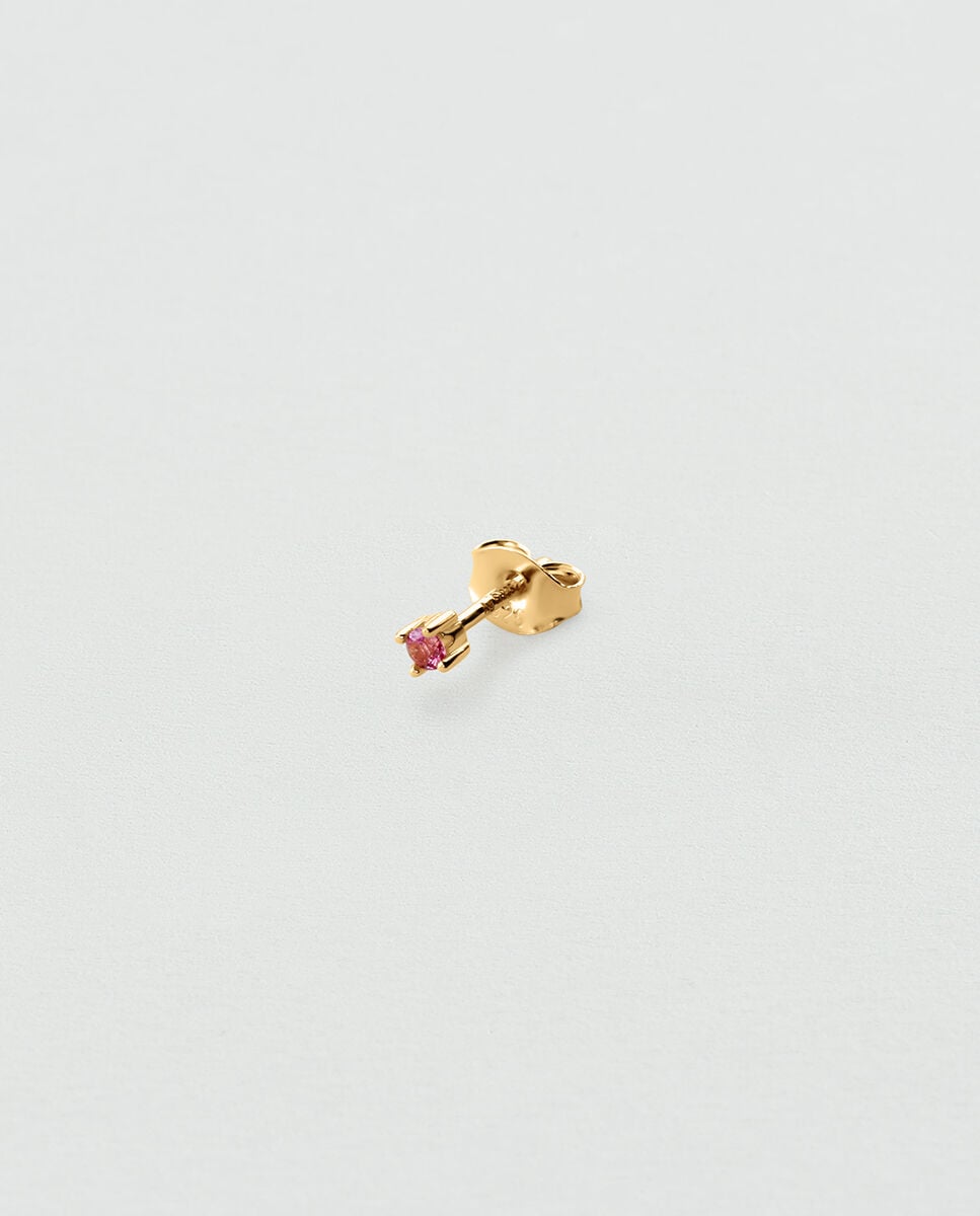 Imagen 0 de Piercing mix&match de plata de ley con baño de oro y una circonita Rosa