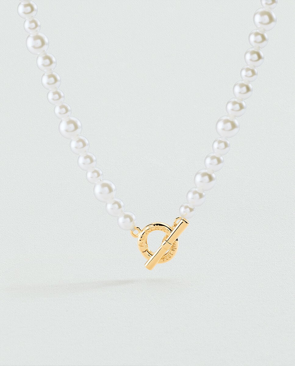 Imagen 0 de Collar corto talismans acabado en oro con perlas de cristal Perla