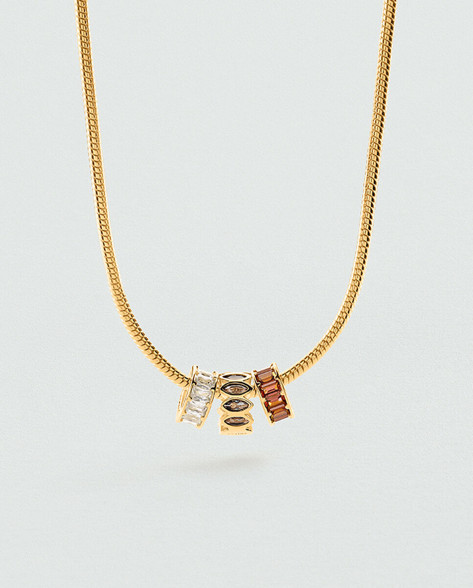 Donut lucky acabado en oro con circonitas en talla baguette - Agatha Paris - Granate Granate-3