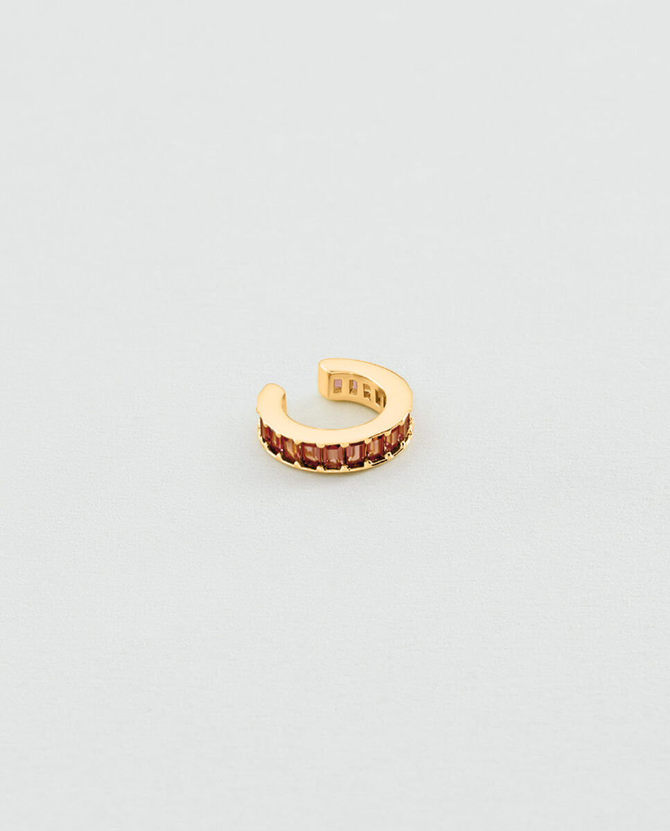 Imagen 2 de Pendiente individual maría pombo lucky bañado en oro con circonitas en talla baguette - Agatha Paris - Granate Granate