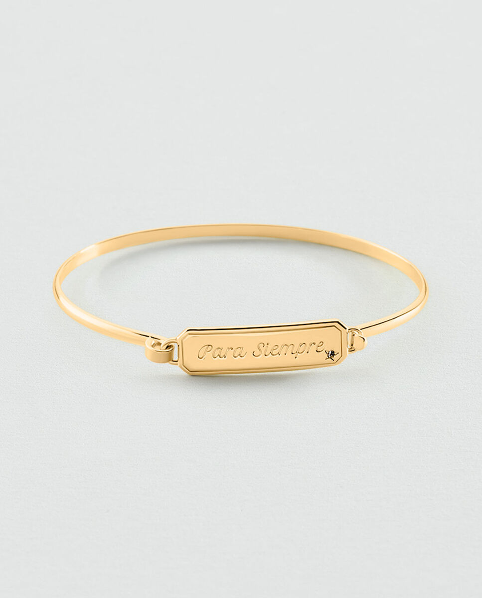 Imagen 0 de Pulsera rígida lucky acabada en oro con mensaje "para siempre Blanco